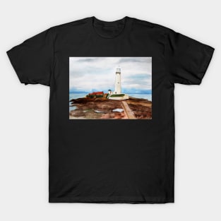 St. Mary's Lighthouse Watercolor Painting T-Shirt